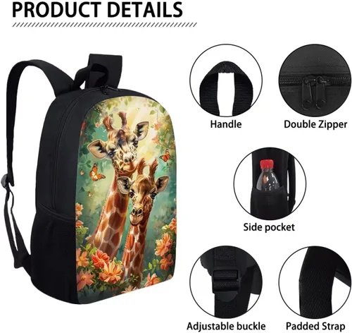 Vista 123 de HUGS IDEA Los animales frescos 3D niños escuela libro bolsa niños impresión mochilas, Baloncesto, Moderno