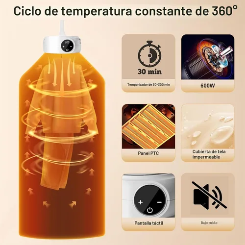 Vista 4 de Secadora de Ropa Portátil Uten, Secador Mini Ligero para Secado Rápido de Ropa en Apartamentos, RVs, Hoteles y Viajes