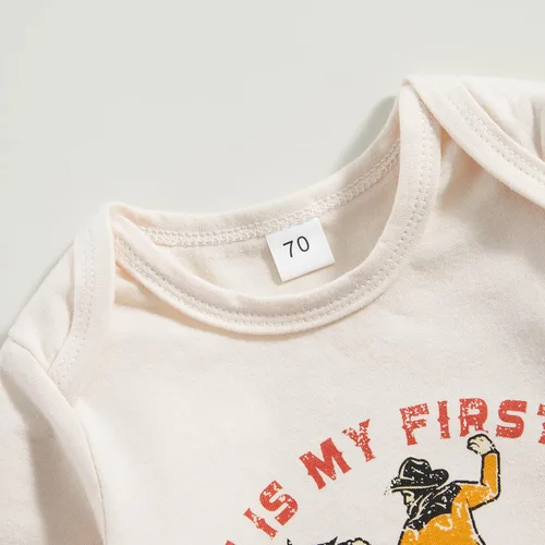 Vista 4 de SAYOO Body Occidental para Bebés Niñas y Niños, Ropa de Vaquero Country Vaquera Divertido Adorable Creeper de Una Pieza Body para Bebés