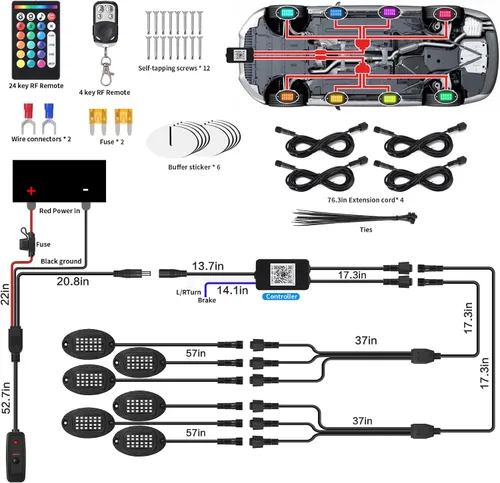 Vista 7 de 6 cápsulas de luces LED de aleación para UTV, ATV, carrito de golf, camioneta RZR todoterreno, kit de neón RGB multicolor impermeable actualizado