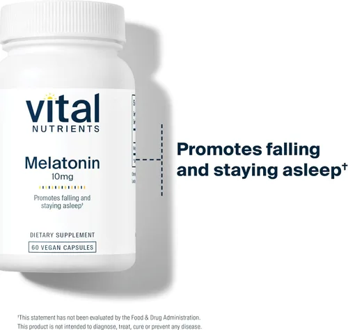 Vista 6 de Vital Nutrients Melatonina 10mg Vegano Suplemento para dormir para apoyar el ciclo natural del sueño del cuerpo* Gluten, lácteos, sin soja