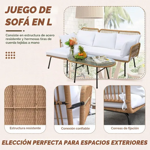 Vista 4 de Devoko Juego de muebles de patio al aire libre, juego de sofá
