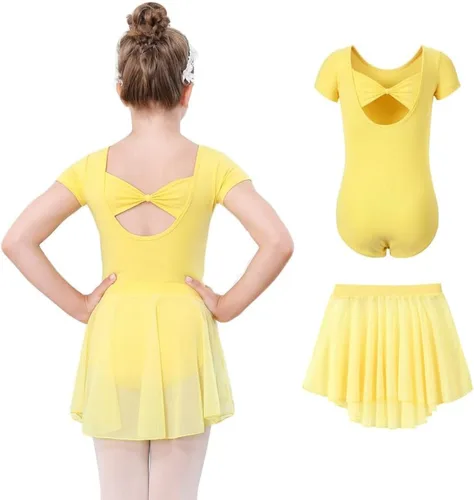 Vista 4 de DIPUG Girls Ballet Leotards with Removable Skirt Toddler Dance Dress Combo Negro