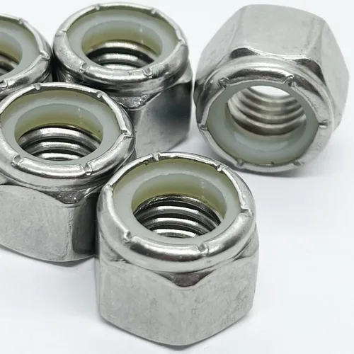 Vista 5 de 100 - Tuerca hexagonal de nailon y rosca de acero inoxidable - para pernos de 1/2 pulgada - Tuercas de seguridad de calidad (100)