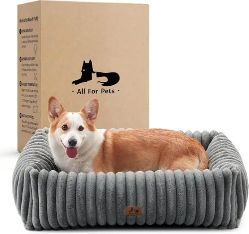 Vista 18 de Cama lavable para perros pequeños y medianos, cama rectangular ortopédica de forro polar de pana para mascotas con funda extraíble y parte inferior