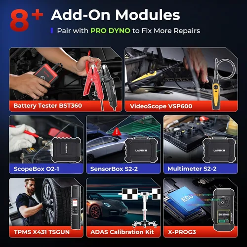 Vista 5 de Launch X431 PRO Dyno Bidirectional Scan Tool, ECU Coding Online Offline, 38 HOT Services, CANFD DoIP, FCA SGW, 8 módulos de expansión
