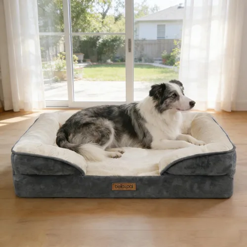 Vista 10 de BELLA & PAL Sofá cama ortopédico para perros medianos/medianos, no necesita montaje, sofá de espuma a prueba de masticaciones con forro impermeable