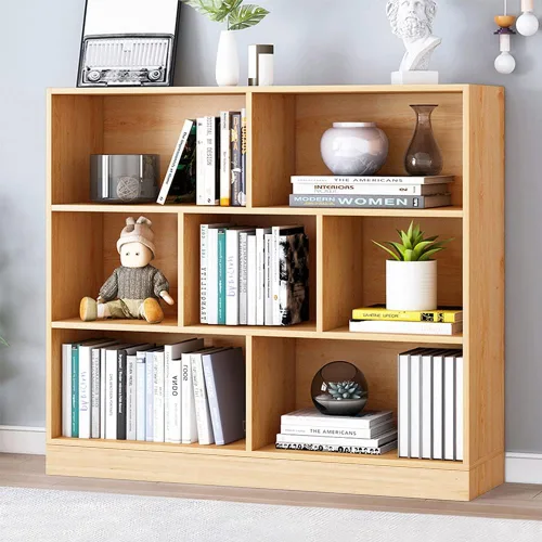 Vista 27 de IOTXY - Estantería de madera con espacios abiertos, 3 niveles, con patas, 5 cubos, color azul brillante Nordic Minimalist Style, MDF