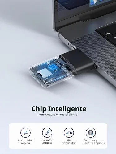 Vista 3 de Lector de Tarjetas SD, Adaptador de Tarjeta Micro SD a USB 3.0 de Dockteck, Lector de Tarjetas de Memoria SD de 5G, Adaptador USB A - C, Lector