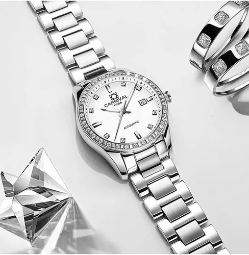 Vista 6 de MASTOP Reloj mecánico automático para hombre y mujer, de moda, elegante, para ella o para ella, juego de 2