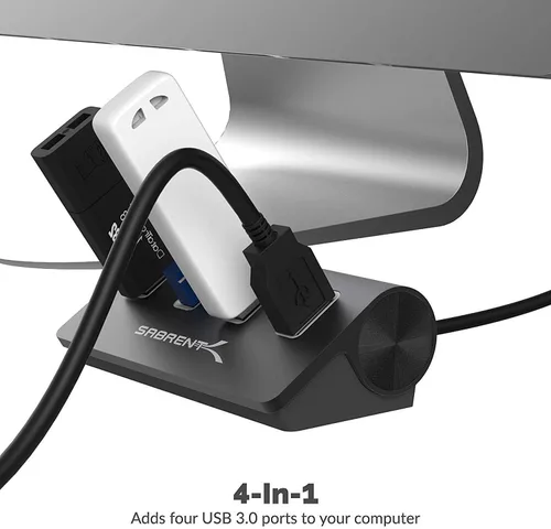 Vista 3 de SABRENT Concentrador de datos portátil de aluminio de 4 puertos USB 3.0 con cable USB 3.0 de 2.5 pies para iMac, MacBook, MacBook Pro, MacBook Air