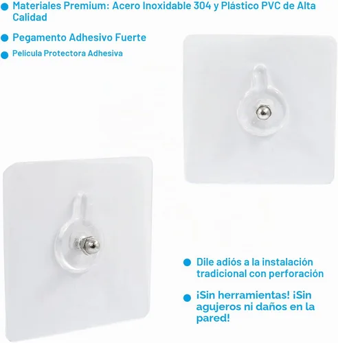 Vista 3 de Hitefu - Ganchos de pared autoadhesivos, 10 unidades, 0.315 in