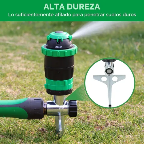 Vista 6 de Aspersor de transmisión de engranajes Restmo con base de punta de metal, sistema de riego de jardín de 5 patrones de servicio pesado, aspersor