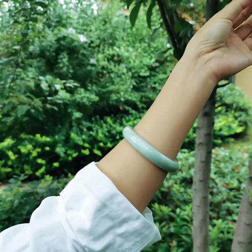 Vista 3 de Taozyao Natural Green Jade Bangle Bracelet for Women Girls Genuine with Certificate100% Grade A Jade Handmade Bracelets - Healing Protection Good