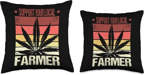 Vista 3 de Support Your Local Weed Farmer - Almohada para cultivador de marihuana, 16 x 16 pulgadas, multicolor