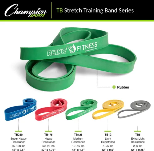 Vista 4 de Champion Sports Bandas de resistencia para hombres y mujeres, extra ligeras a súper resistentes - Banda de fitness duradera para entrenamiento