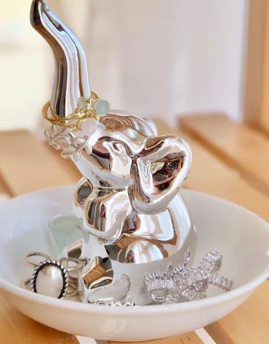 Vista 4 de PUDDING CABIN regalo con elefante para mujer plato con elefante para anillos organizador de aretes decoración con elefante para mujeres niñas amigas