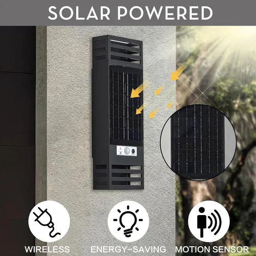 Vista 3 de Lámpara LED solar moderna rectangular para pared al aire libre, IP65, impermeable, para exteriores, para casa, patio, pared exterior, paquete de 2
