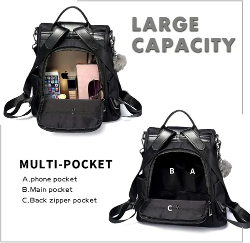 Vista 4 de Mochila impermeable liviana de nailon antirrobo para mujer