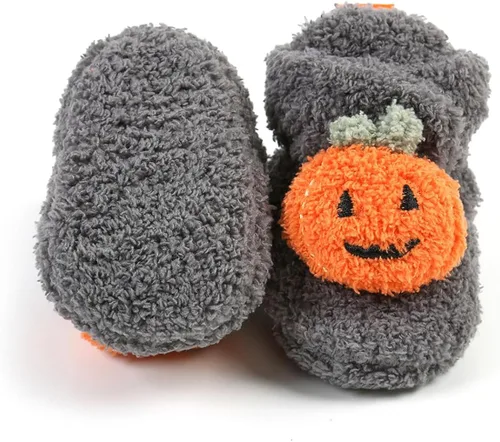 Vista 5 de Timatego Botines para recién nacidos, para bebés, niños y niñas, antideslizantes, suela suave, cálidos, para invierno, para casa, zapatos de cuna
