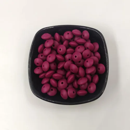 Vista 4 de 200 Uds. Color vino tinto Silicona Abacus Perlas Accesorio 0.472 in Silicona Perlas Abacus Perlas Perlas Planas Forma de Lenteja Kenchain DIY