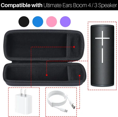 Vista 3 de Estuche de almacenamiento compatible con Ultimate Ears UE Boom 4 3 Estuche negro