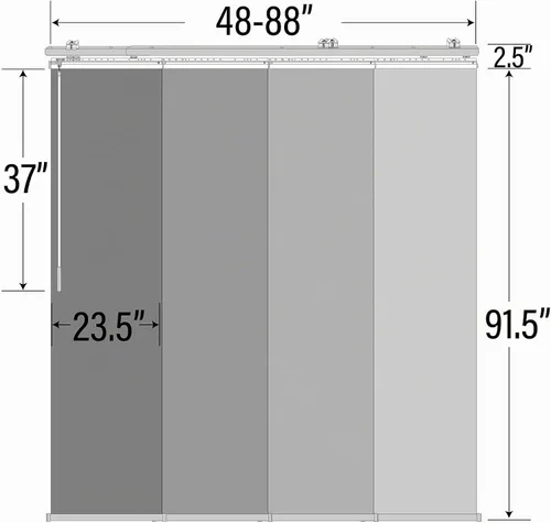 Vista 6 de A&F - Decoración de varilla ICY White de 4 paneles de riel único riel extensible 48-88 pulgadas de ancho x 94 pulgadas de alto, ancho del panel 23.5