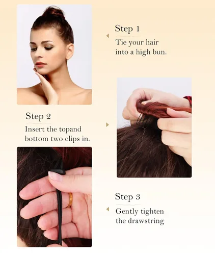 Vista 6 de Extensión de cola de caballo de 26 pulgadas de largo, color negro, para mujer, extensiones de cabello sintético largo rizado ondulado con clip