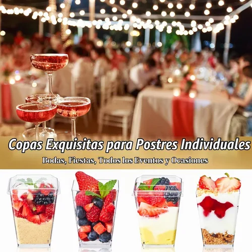 Vista 4 de TOFLEN - Vasos de postre de plástico de 5 onzas con tapas para fiesta, paquete de 100