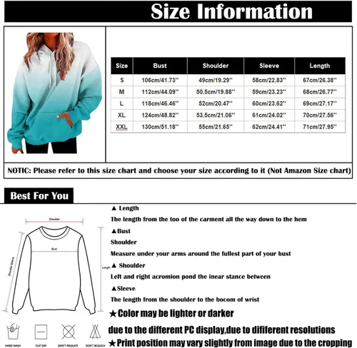 Vista 4 de Sudaderas con capucha con estampado casual para mujer, de manga larga, con cordón, blusas sueltas con bolsillo