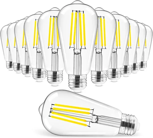 Vista 9 de Hizashi - 6 bombillas led Edison E26 equivalentes a 60 W, no regulables, 2,700 K, blanco cálido, CRI superior a 95, ST19, vintage, base E26, 700