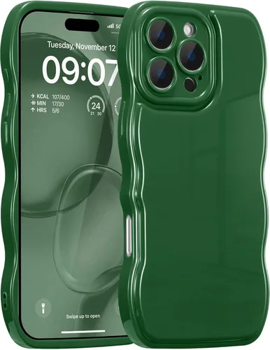 Vista 18 de FABSPARK - Funda para iPhone 11, diseño simple, marco ondulado, estética, silicona suave, color beige