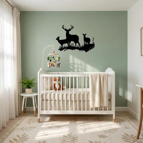 Vista 6 de Picniva Buck Deer Doe - Vinilo decorativo para pared, decoración de cabaña rústica inspiradora y citas, arte de pared extraíble para interiores