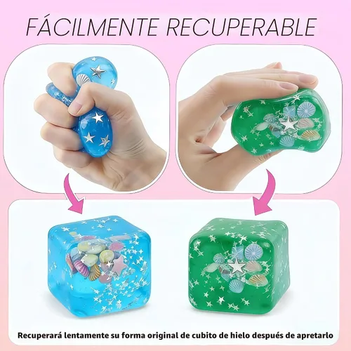 Vista 4 de Bolas de estrés blandas de cubitos de hielo, juguete sensorial de Verde