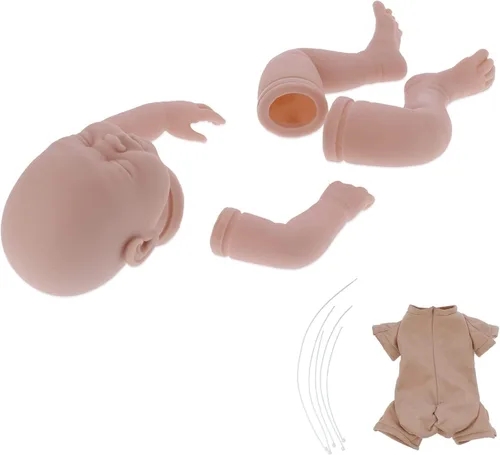 Vista 7 de SUNGOOYUE Kit de muñeca DIY de 22 pulgadas, muñeca sin pintar, conjunto de accesorios de piezas de extremidades suaves para bebés