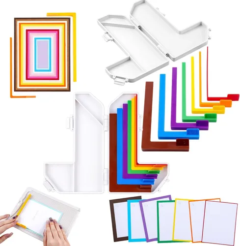Vista 10 de 7 guías de alineación de manualidades de papel con estuche de almacenamiento, capas de precisión y espaciadores de estera, 1/16 a 1/2 pulgadas 7