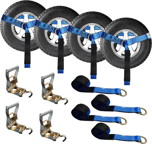Vista 12 de Mega Cargo Control Correas de Amarre para Automóvil, Paquete de 4 Hebillas de Cola de Cadena de Trinquete G70, Estilo Lazo para Remolques