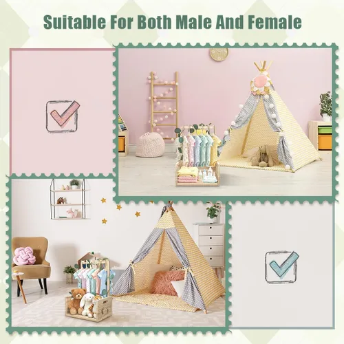 Vista 6 de Okydoky Armario de madera para baby shower, cesta de regalo con asa, con colgador de ropa y guirnalda, cesta personalizada para baby shower
