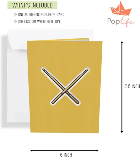 Vista 8 de PopLife Kit de batería 3D Pop Up Card – Tarjeta de cumpleaños de músico, fiesta de jubilación, día del padre, regalo de banda de rock, graduación