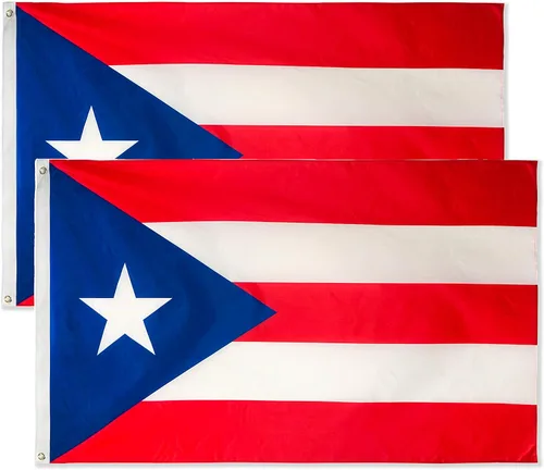 Vista 9 de DANF Bandera de Puerto Rico 3x5 Pies Poliéster Banderas Nacionales Puertorriqueñas Poliéster con Ojales de Latón 3 X 5 Pies