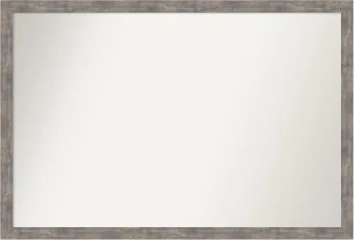 Vista 91 de Amanti Art Silver Bathroom Mirror for Over Sink, 26x45 Custom Made Marred Pewter Rectangle Vanity Mirror, Oversize Casual Wood Frame, Hangs Estaño