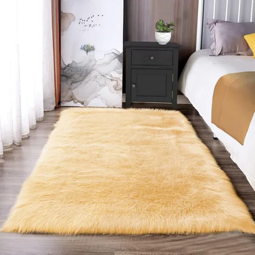 Vista 78 de Latepis - Alfombra rectangular de piel sintética tipo lana de oveja suave y esponjosa de estilo bohemio para sala de estar, dormitorio y residencias