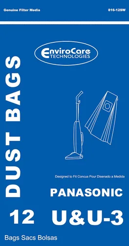 Vista 2 de EnviroCare Bolsas de repuesto para aspiradora hechas para adaptarse a montantes Panasonic tipo U / U3. Paquete de 12