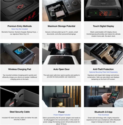 Vista 4 de VAULTEK Caja fuerte inteligente biométrica DS2i Smart Station™ con cargador de teléfono inalámbrico incorporado + cajón de apertura automática +