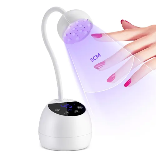 Vista 13 de SAVILAND Lámpara UV de cuello de ganso para uñas de gel: interruptor táctil de 12W, lámpara de uñas UV secado rápido 5S, lámpara LED de curado