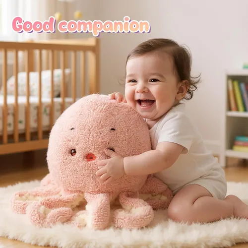 Vista 5 de Almohada de peluche de pulpo rosa, juguete de peluche suave, lindo pulpo, juguete de peluche de cumpleaños, Navidad, festival, regalos para niños