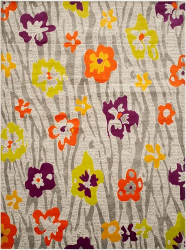 Vista 6 de SAFAVIEH Porcello Collection - Alfombra de pasillo, 2 pies 4 pulgadas x 6 pies 7 pulgadas, gris claro y morado, diseño floral, no desprende pelusa