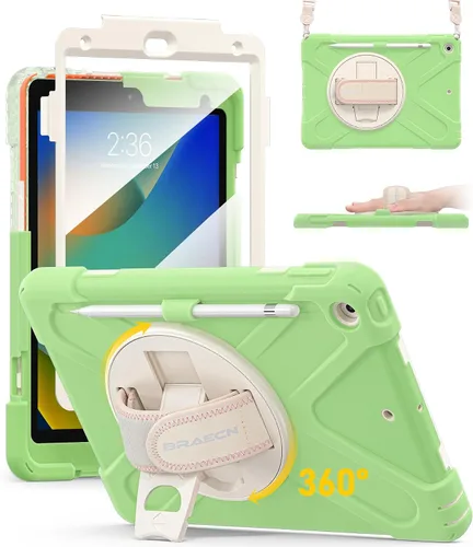 Vista 23 de BRAECN Funda para iPad de 9ª/8ª/7ª Generación, Funda Resistente a Prueba de Golpes con Protector de Pantalla, Soporte para Lápiz, Soporte para Tapa