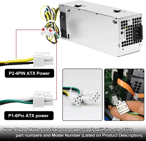 Vista 6 de LXun Fuente de alimentación L240ES-00 H240ES-02 B240AM-02 240w PSU compatible con Dell OptiPlex 3050 5050 7050 Mini Tower J61WF DK87P F484X DW3M7