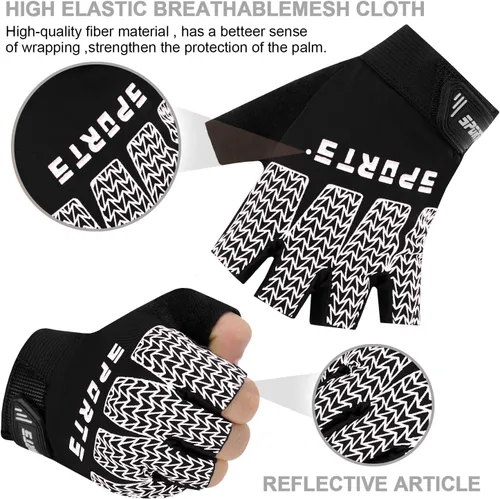 Vista 3 de Bumobot Guantes de ciclismo deportivos sin dedos antideslizantes para niños pequeños, guantes de pesca de medio dedo para niños, ciclismo, escalada